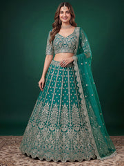 Rama Zari Dori & Multiple Sequins Wedding Lehenga Choli