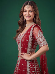 Red Zari Dori & Multiple Sequins Wedding Lehenga Choli