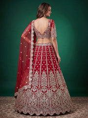 Red Zari Dori & Multiple Sequins Wedding Lehenga Choli