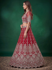 Red Zari Dori & Multiple Sequins Wedding Lehenga Choli