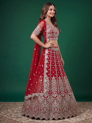 Red Zari Dori & Multiple Sequins Wedding Lehenga Choli