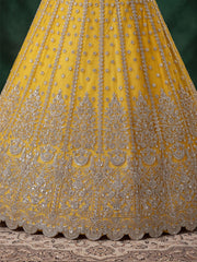 Yellow Zari Dori & Multiple Sequins Wedding Lehenga Choli