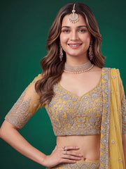 Yellow Zari Dori & Multiple Sequins Wedding Lehenga Choli