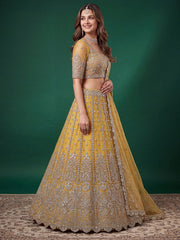 Yellow Zari Dori & Multiple Sequins Wedding Lehenga Choli