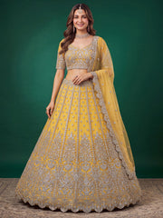 Yellow Zari Dori & Multiple Sequins Wedding Lehenga Choli