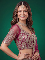 Pink Zari Dori & Multiple Sequins Wedding Lehenga Choli