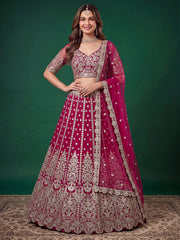 Pink Zari Dori & Multiple Sequins Wedding Lehenga Choli