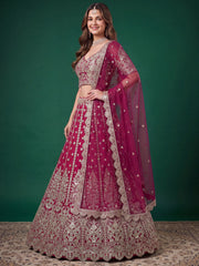 Pink Zari Dori & Multiple Sequins Wedding Lehenga Choli