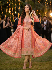 Orange Pink Jardosi Hand Work Cotton Kurta Set
