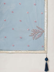 Amazing Teal Blue Embroidered Net Wedding Wear Lehenga Choli With Dupatta