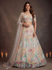 Charming Off-White Sequin Net Wedding Wear Lehenga Choli With Dupatta