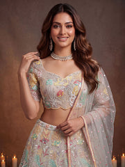 Charming Off-White Sequin Net Wedding Wear Lehenga Choli With Dupatta