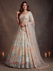 Charming Off-White Sequin Net Wedding Wear Lehenga Choli With Dupatta