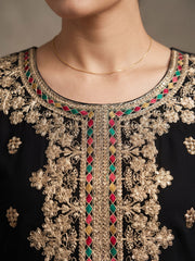 Black Chinon Embroiderd Sharara Suit