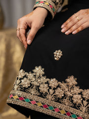 Black Chinon Embroiderd Sharara Suit