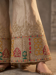 Cream Chinon Embroiderd Sharara Suit