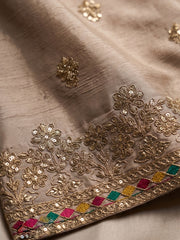 Cream Chinon Embroiderd Sharara Suit