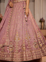 Pink colour Tissue Sequinse embroidery Semi-Stitched Lehenga choli and Dupatta