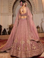 Pink colour Tissue Sequinse embroidery Semi-Stitched Lehenga choli and Dupatta