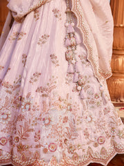 Coral Tissue Sequinse embroidery Semi-Stitched Lehenga choli and Dupatta