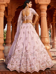 Coral Tissue Sequinse embroidery Semi-Stitched Lehenga choli and Dupatta
