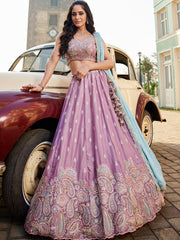 Lavender Georgette Sequins embroidery Semi-Stitched Lehenga choli and Dupatta