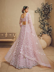 Pink Color Net Fabric Sequins embroidery Semi-Stitched Lehenga choli & Dupatta