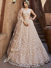 Nude Net Sequinse embroidery Semi-Stitched Lehenga choli and Dupatta