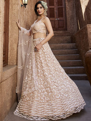 Nude Net Sequinse embroidery Semi-Stitched Lehenga choli and Dupatta