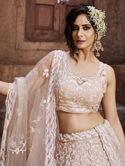 Nude Net Sequinse embroidery Semi-Stitched Lehenga choli and Dupatta