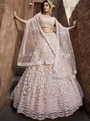 Nude Net Sequinse embroidery Semi-Stitched Lehenga choli and Dupatta