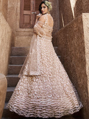 Nude Net Sequinse embroidery Semi-Stitched Lehenga choli and Dupatta