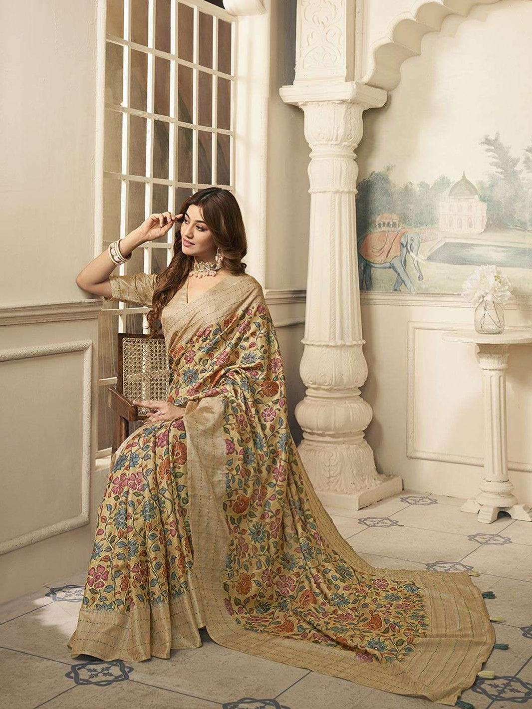 Women Indian Floral Printed Fit & Flare Empire Indo Western Fusion Dress