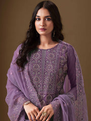 Lavender Embroidery Pant Style Suit