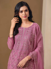Pink Embroidery Pant Style Suit
