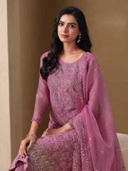 Pink Embroidery Pant Style Suit