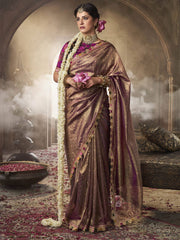 Orchid Tissue Saree with Rich Magenta Blouse