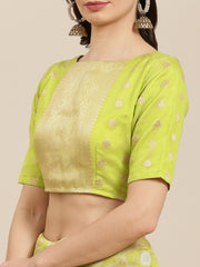 Green & Golden Woven Design Jaali Organza Banarasi Saree