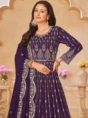 Purple Georgette Partywear Anarkali Suit