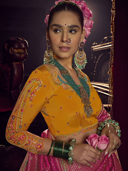 Pink Viscose Dola Saree With Hand Work Blouse
