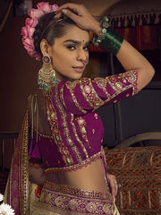 Beige Viscose Dola Saree With Hand Work Blouse