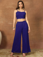 Floral Embroidered Top with Palazzos