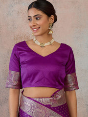 Ethnic Motifs Zari Silk Blend Handloom Saree