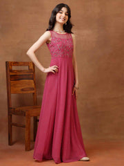 Embellished Round Neck A-Line Ethnic Dresses