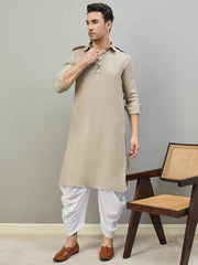 Men Regular Linen Kurta with Dhoti Pants