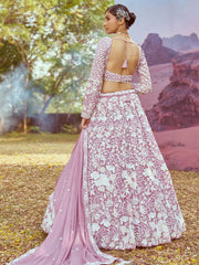 Lavender Georgette Beads embroidery Semi-Stitched Lehenga choli & Dupatta