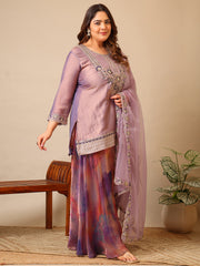 Women Embroidered Regular Thread Work Kurta with Palazzos & With Dupatta
