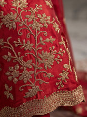 Maroon All Over Beads Embroidery Palazzo Style Suit