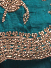Turquoise All Over Beads Embroidery Palazzo Style Suit