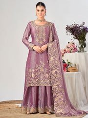 Purple Premium Fendy Silk Festive Palazzo Suit